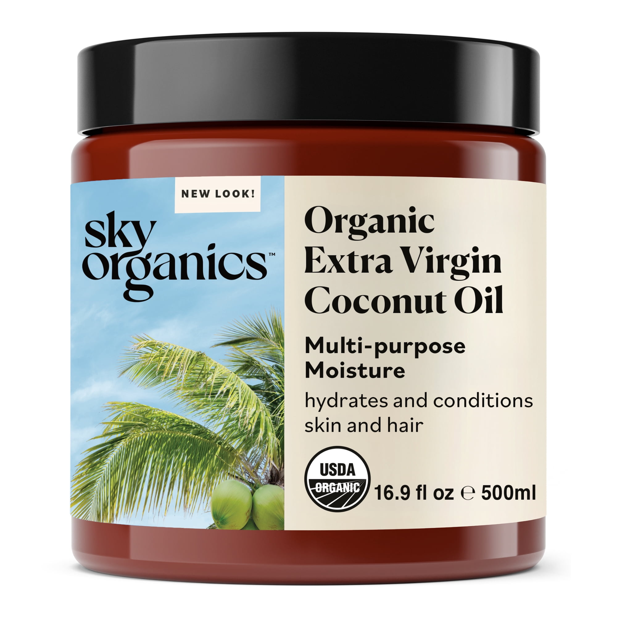 Sky Organics Organic Extra Virgin Coconut Oil for Moisturizing Hair and Skin  16.9 fl oz