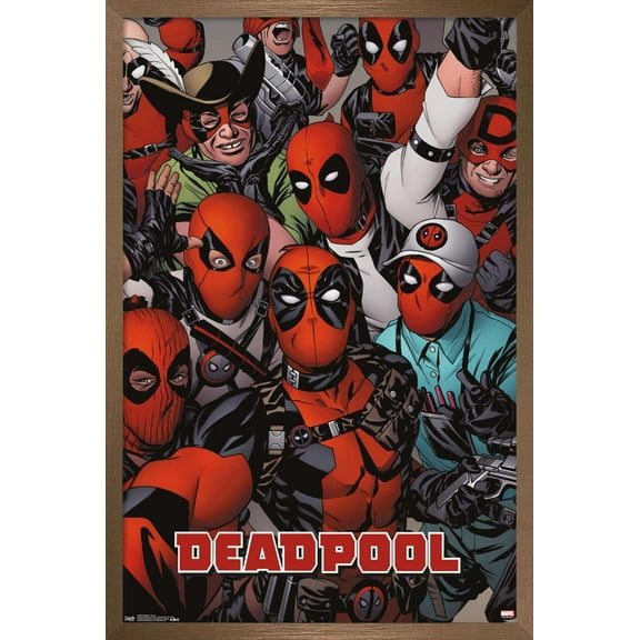 Marvel Comics - Deadpool - Faces Wall Poster, 14.725" x 22.375", Framed