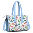 thumbnail image 2 of Teacher Tote Bag,Colorful Dinosaur and Nature Pattern Teacher Utility Tote Bag,Large Work Tote Bags for Women with Multiple Pockets,Top Zipper Closure,13.8x10.6x6.7 Inch, 2 of 5