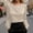X-Khaki618, variant on YMNXA Women's T Shirt Long Sleeve Round Neck Solid Color Pearl Embellishment Comfortable Fashion Elegant Satin Top For Casual Daily Wear,Black,L