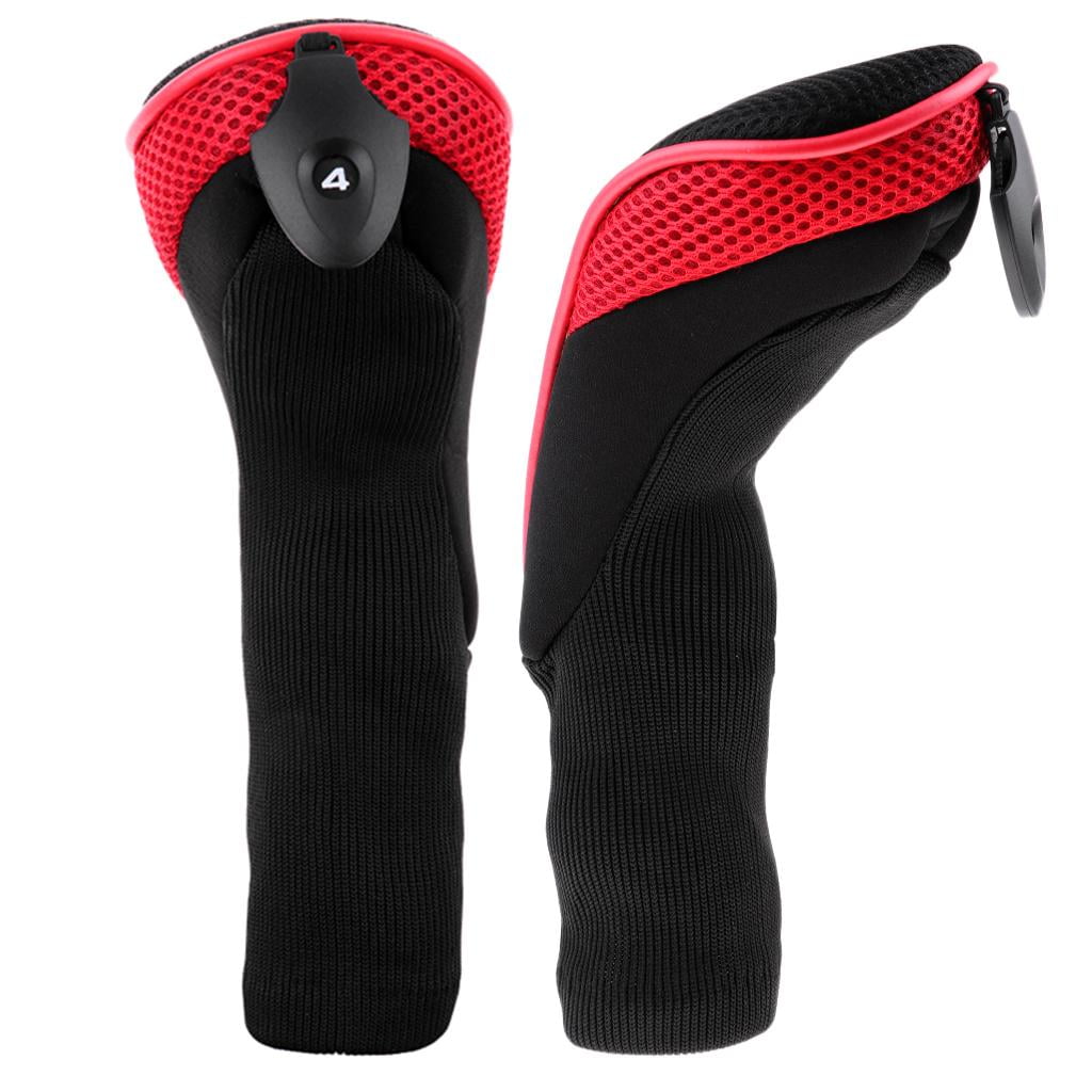 2Pc Mesh Long Neck Golf Hybrid UT Headcover Red