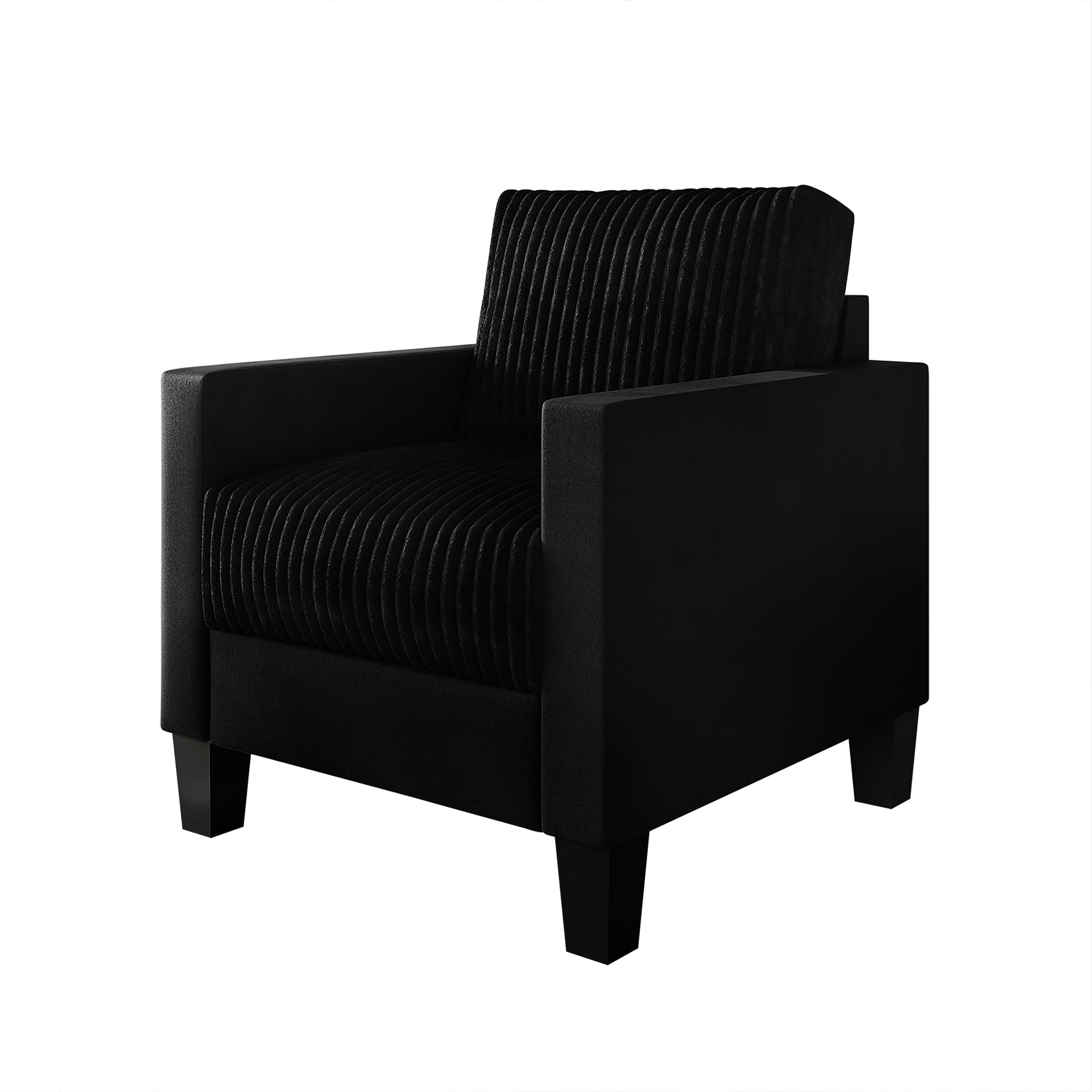 Castle Place Contemporary Corduroy Velvet Chair, Black