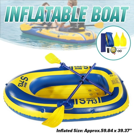 On Clearance PVC 2-Person Inflatable Boat Raft Set River Fishing Boat Swimming Float Kayak Canoe w/ Pump, 2 Oars & Safety Rope Water Sports 330.6lb