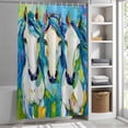 thumbnail image 3 of Green Horse Fabric Shower Curtain Animal Abstract Art Washable Shower Curtains for Bathroom, Waterproof Bath Curtain with Hooks Home Decor 36x72in, 3 of 8