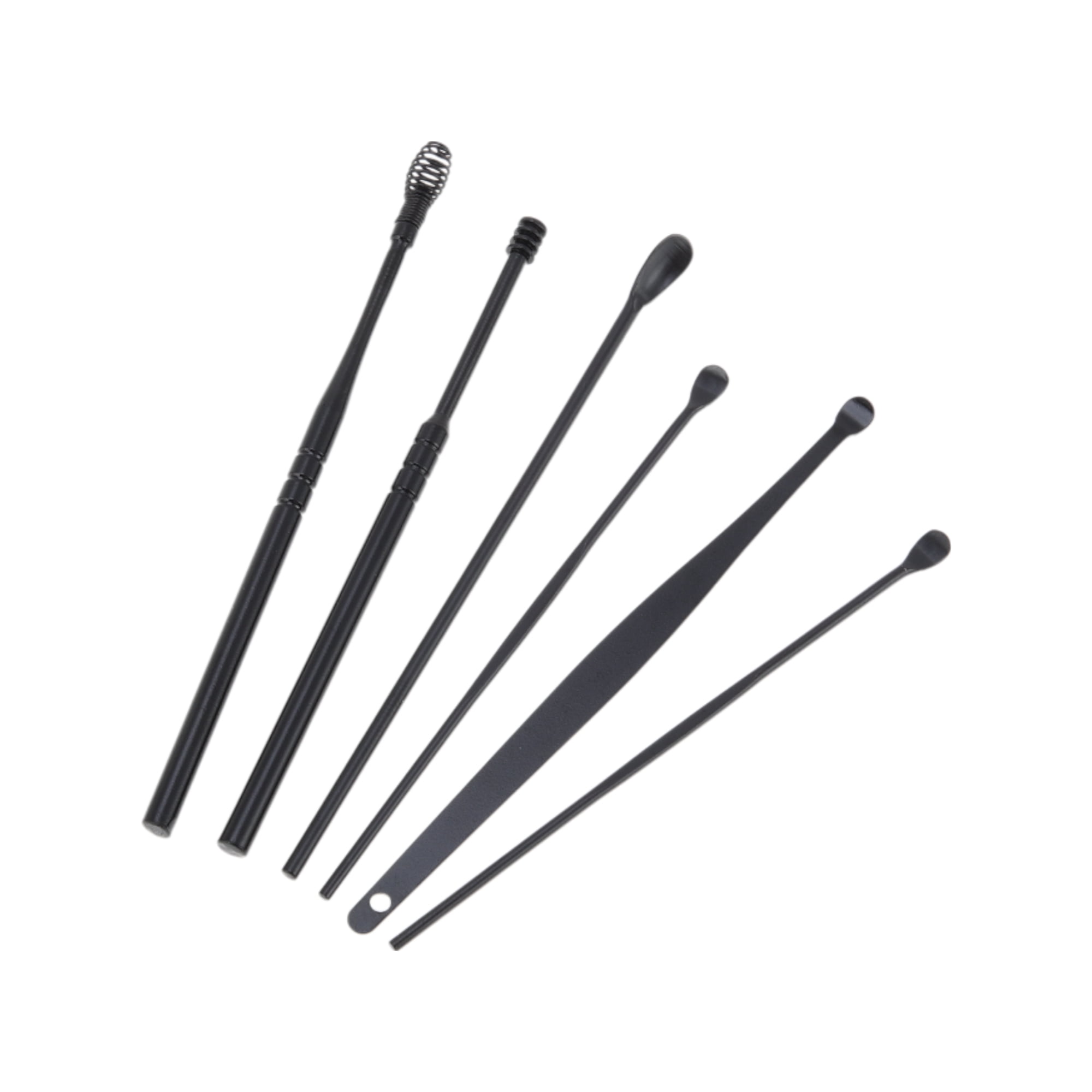 Unique Bargains Portable Earwax Cleaning Tool Kit 6Pcs Black