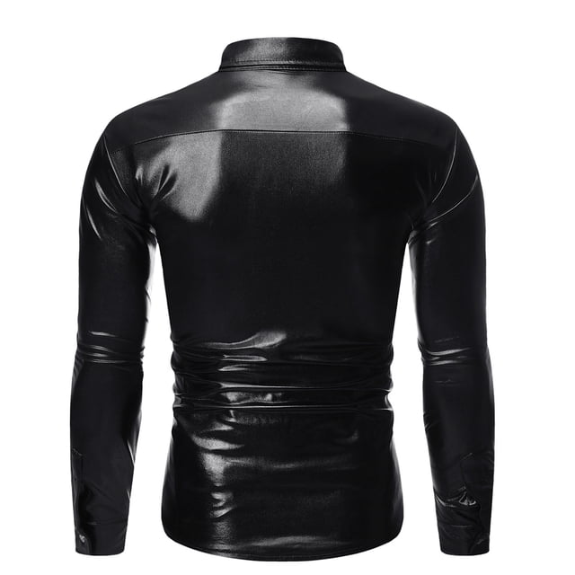 CEHVOM Chemise de Danse Décontractée à Paillettes avec Col Automnal pour Hommes