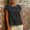 Black, variant on Womens Summer Tops Crewneck Shot Sleeve Solid Casual Daily Shirt Orange L