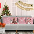 thumbnail image 5 of Merry Christmas Pillow Covers 20x20 Set of 4 Velvet Christmas Pillow Cases Pink Xmas Winter Holiday Throw Pillow Covers Christmas Tree Snowman Cushion Covers for Outdoor Home Bed Sofa Couch(20 Inch), 5 of 5
