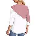 thumbnail image 3 of 4th of July Womens Shirts,Women Blouses Crew Neck Solid Color,Gradient,Check,Print,Stripes 3/4 Sleeve Fashion Wrinkled Loose-Fitting Oversized T Shirt Cropped Sleeve Blouses for Women Dressy Casual, 3 of 5
