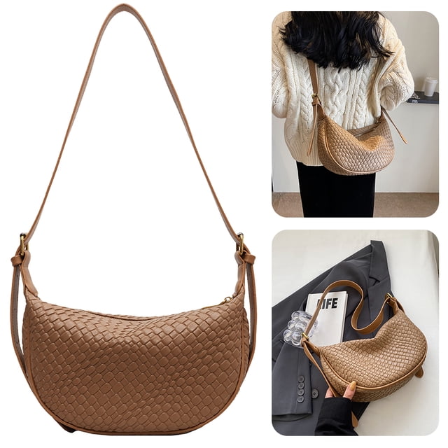 Bolso Hombro Mujer Pu Tejido Casual 8243 Caqui