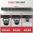 thumbnail image 5 of Garage Tool Storage Rack,ENJOYWOOD 50 inch Wall Mount Garage Tool Organizer With 3 Rails,9 Adjustable Hooks,2 Storage Straps and Metal Expansion Screws,Heavy-Duty Garden Tool Rack, 5 of 9