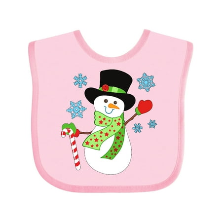 

Inktastic Christmas Snowman in Top Hat with Candy Cane Gift Baby Boy or Baby Girl Bib