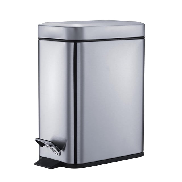 Papelera de acero inoxidable de 5 l para cocina, papelera pequeña con pedal y tapa para baño