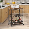 thumbnail image 2 of 3-Tier Bar Carts Kitchen Serving Utility Cart on Wheels with Storage for Outdoor,Kitchen,Club,Living Room, Wood Furniture with Metal Frame, 2 of 8