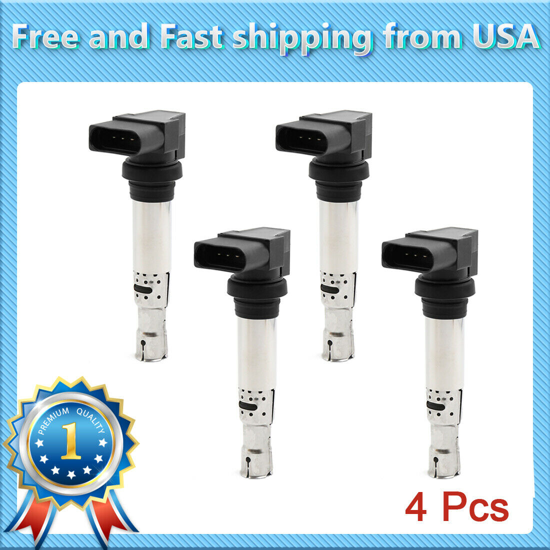 Set of 4 Ignition Coil for VW Jetta Passat Beetle Eos 1.4 TSI