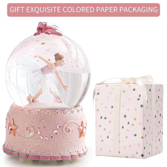 Love For You Ballerina Wind-Up Music Boxes Color Changing LED Light Snowball Girls Mom Kids Daughter Granddaughter Valentine's Day  Birthday Gift or Christmas Gifts
