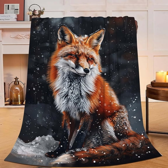Red Fox Blanket Cute Orange Fox Throw Blanket Gifts for Girls Boys Women Men Adults Super Soft Cozy Plush Fluffy Fuzzy Fleece Blanket Home Decor 40''X50''
