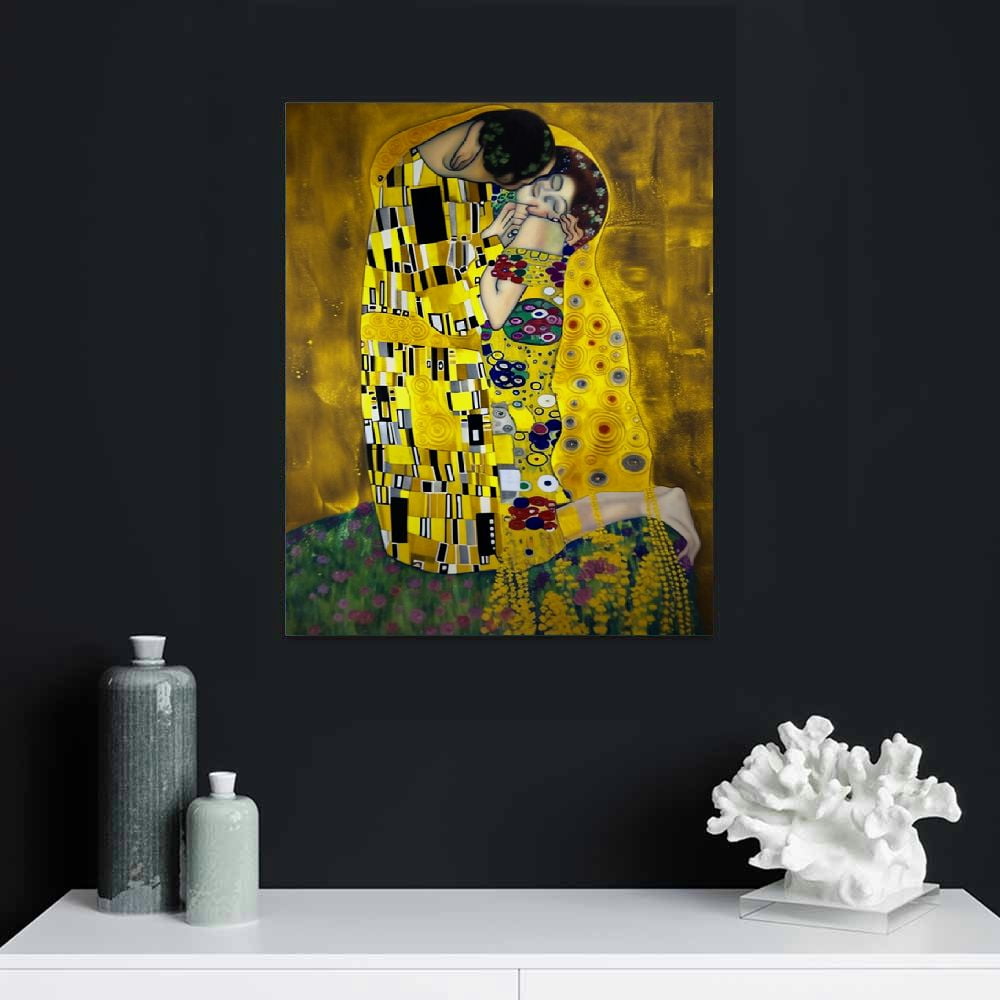 Gustav Klimt The Kiss on shops natural cotton canvas / Oeko Tex 100 standard / Artist painting reproduction on canvas / Any famous painting