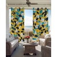 thumbnail image 6 of Flower Orange Blackout Curtains for Bedroom Living Room Darkening Curtains 96 Inches Long Blue Leaf White Floral Pastoral Plant Window Curtain 2 Panels Set Window Treatment Grommet Drapes 52"x96", 6 of 9