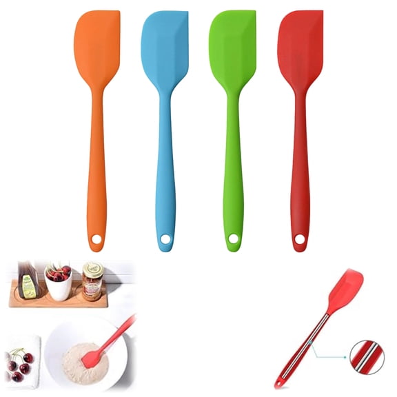 WuPing 4 Pcs Kitchen Multicolor Silicone Spatulas, Heat Resistant Non-Stick 11 Inch Rubber Spatula