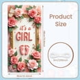 thumbnail image 2 of Pink Glitter Welcome Baby Banner Silver Sparkly Backdrop Floral Ornament Display for Baby Shower Newborn Homecoming Girl's Welcome Party, 2 of 3