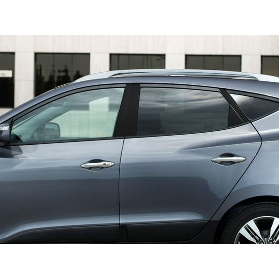 Rvinyl Pillar Post Window Trim Compatible with Hyundai Tucson 2010-2015 - Carbon Fiber 4D (Black)