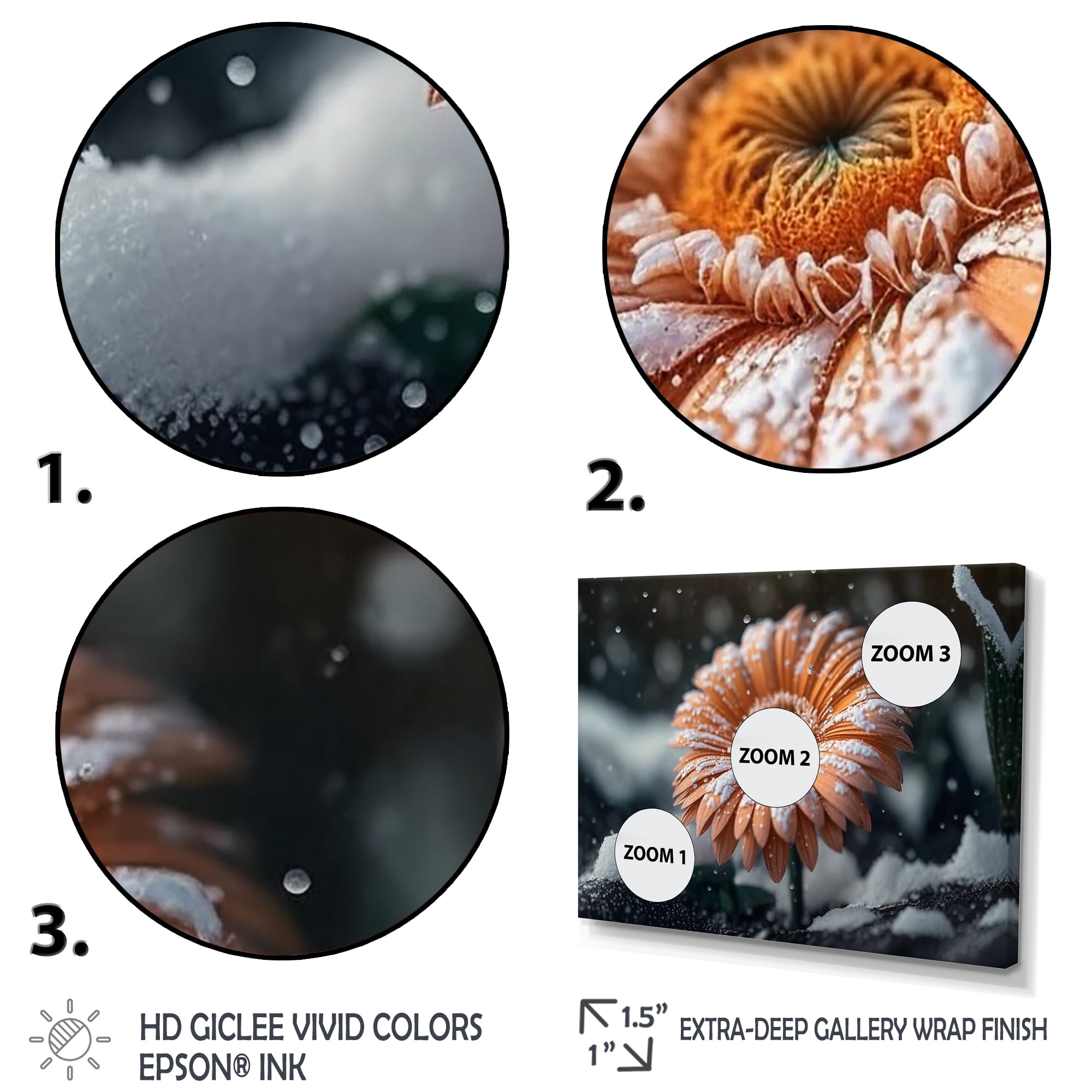 Designart A Blooming Light Orange Gerbera Flower In Winter I Canvas Wall Art