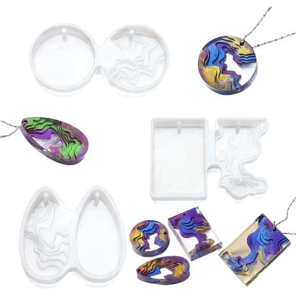 FineInno 3Pcs Island Resin Molds,Ocean Themed Silicone Mold for Epoxy Resin,Pendant Mold DIY Jewelry, Earrings, Pendant,Necklace,Crafts