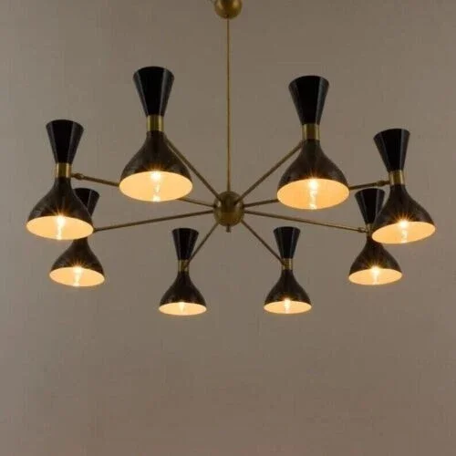 Mid-Century Italian Diabolo Chandelier – 8-Arm Stilnovo Style Sputnik Ceiling Light Fixture for Living or Dining Room