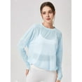 thumbnail image 3 of Womens Sheer Long Sleeve Mesh Top Crewneck Long Sleeve Loose See Through Workout Shirt Blouse  Blue L, 3 of 6