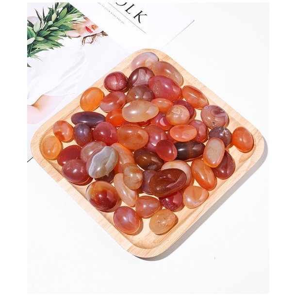 Xiao Hua Piedra cruda de cristal natural de 200 g, piedra rodante pulida de partículas grandes, piedra cruda natural roja, piedra aromática, piedra decorativa para el hogar, 2-3 cm
