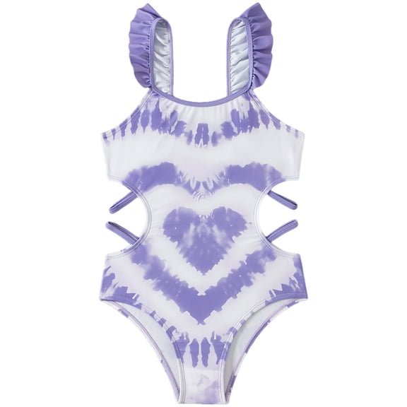 Ymyiu Toddler Swimsuit Girls Swimsuit One Piece Bathing Suit Colorblock Swimwear with Chest Pad 5T 6T (Purple,5-6 Years)