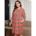 thumbnail image 2 of SHOWMALL Nightgowns for Women Plus Size, Argyle Print 3/4 Sleeve Henley Sleep Dress with Pocket, Soft Stretch House Dress for Sleeping & Lounging, Pink Argyle Print, 2 of 7