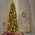 thumbnail image 4 of Alden Design 7.5 Ft Pre-lit Slim Flocked Christmas Tree with Lights, Green, 4 of 11