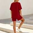 thumbnail image 5 of FRSASU 2 Piece Pajamas Set for Women Short Sleeve Shirt with Shorts Sleepwear Set Comfy Loungewear Pj Sets Wine, 5 of 8