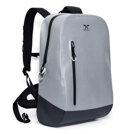 Xelfly Swagfly Waterproof Backpack - TPU Coated Durable Nylon - Lightweight Adjustable Straps - Unisex Bag for Commuters, Biking, Walking, College - Large Capacity (18L, Slate)