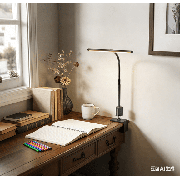 Coliware Desk Lamp, LED Adjustable Table Lamp with 360°Flexible Gooseneck Clamp On Design 3 Color Modes, Modern Eye-Caring Desk Light, Space-Saving Home Office Essential
