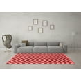 thumbnail image 3 of Ahgly Company Machine Washable Indoor Square Checkered Red Modern Area Rugs, 8' Square, 3 of 4