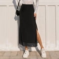 thumbnail image 6 of SOOMLON Mesh Skirts Women High Waist Elastic Waist Ankle Length Skirt Side Spilt Wrap Skirt Trendy Vacation Skirt, 6 of 9
