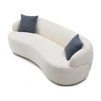 JERFIT Mid Century Modern Curved 3-Seater Sofa, Boucle Fabric Cloud Couch for Living Room, No Assembly Required, Beige