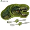 Discovery T-Rex Meal Builder - 3 Piece Set for Kids & Toddlers - Jurassic Themed Plate, Fork & Spoon - Perfect for All Meals & Snacks - Promotes Portion Control - Dishwasher & Microwave Safe