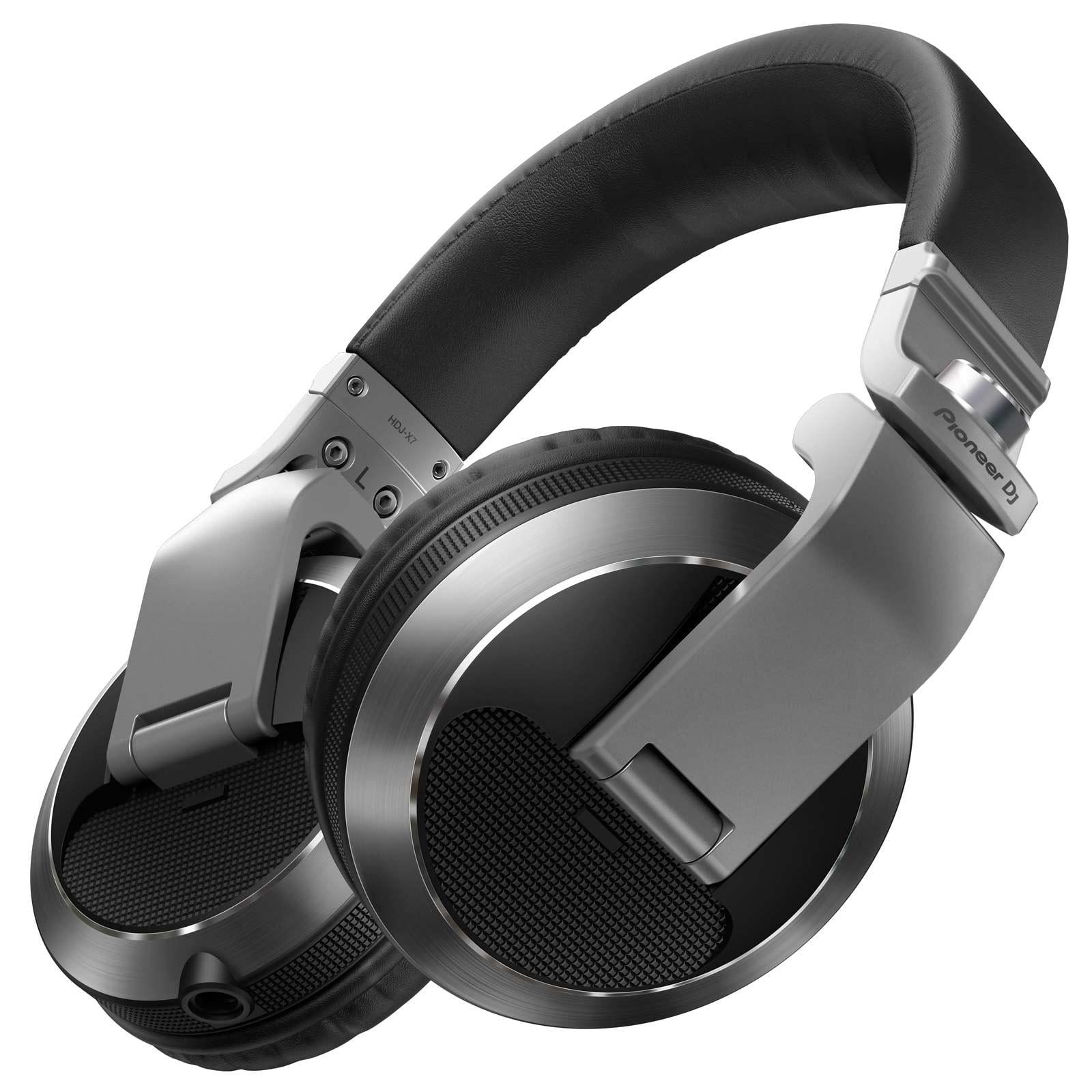 Pioneer DJ HDJ-X7 Professional Over-Ear Silver DJ Headphones with Headphone Gear Bag Package