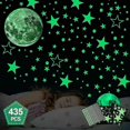 thumbnail image 1 of 435pcs Glow In The Dark Luminous Stars & Moon Wall Stickers Decal, Waterproof Vinyl Material Wall Ceiling Decal, 1 of 5
