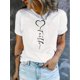 thumbnail image 1 of Creative Heart & Letter Graphic Print T-shirt, Casual Round Neck Short Sleeve Top, Women's Clothing, 1 of 6