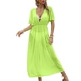 thumbnail image 2 of zaveiop Women Swimsuit Cover up Bikini Bathing Suit Sexy Deep V Neck Swim Beach Dresses Summer Beachwear (Green, One Size), 2 of 9