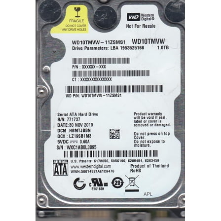 WD10TMVW-11ZSMS1, DCM HBMTJBBN, Western Digital 1TB USB 2.5 Hard Drive