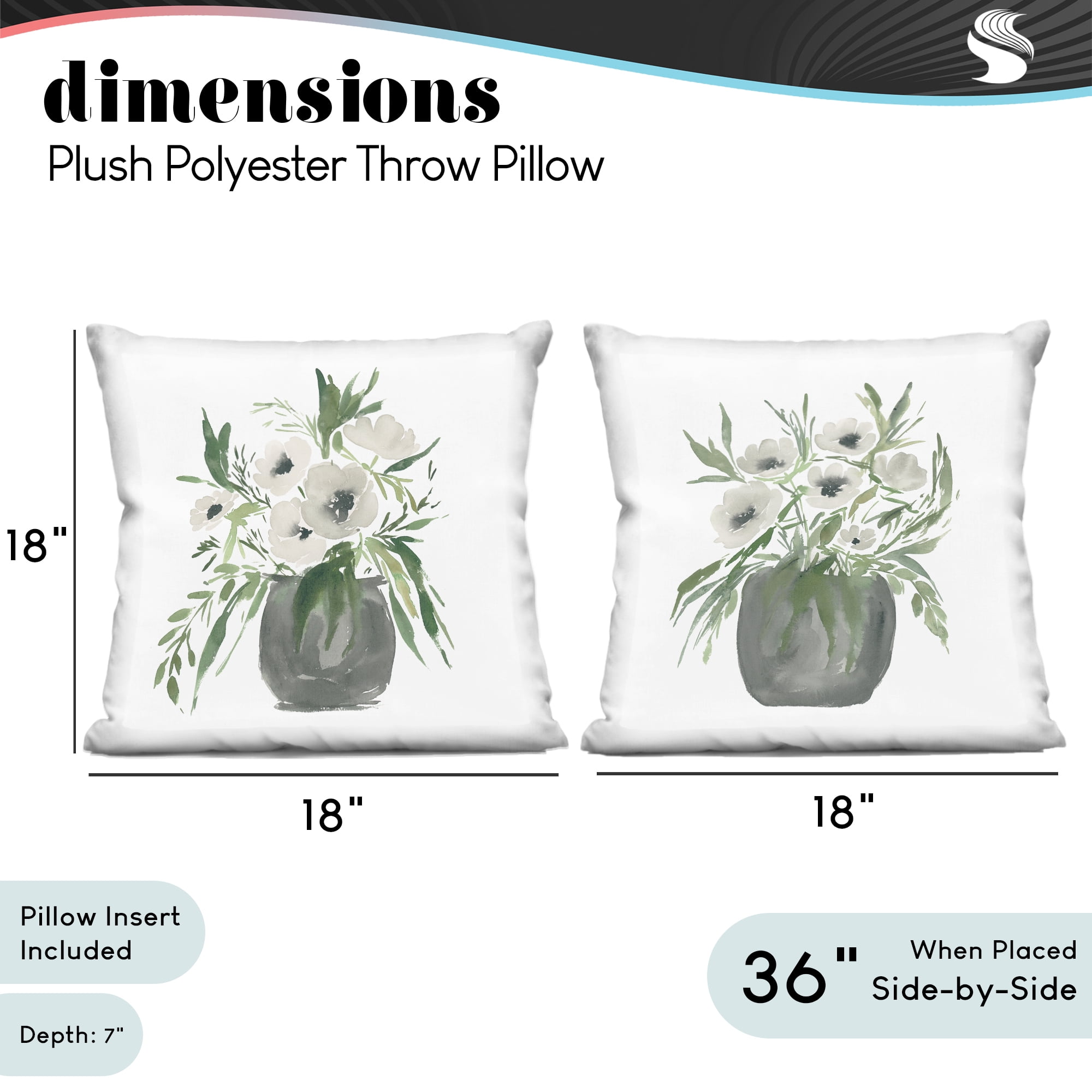 Stupell Industries White Anemone Blossoms 2 Piece Decorative Printed Throw Pillow Set, design by Lucille Price