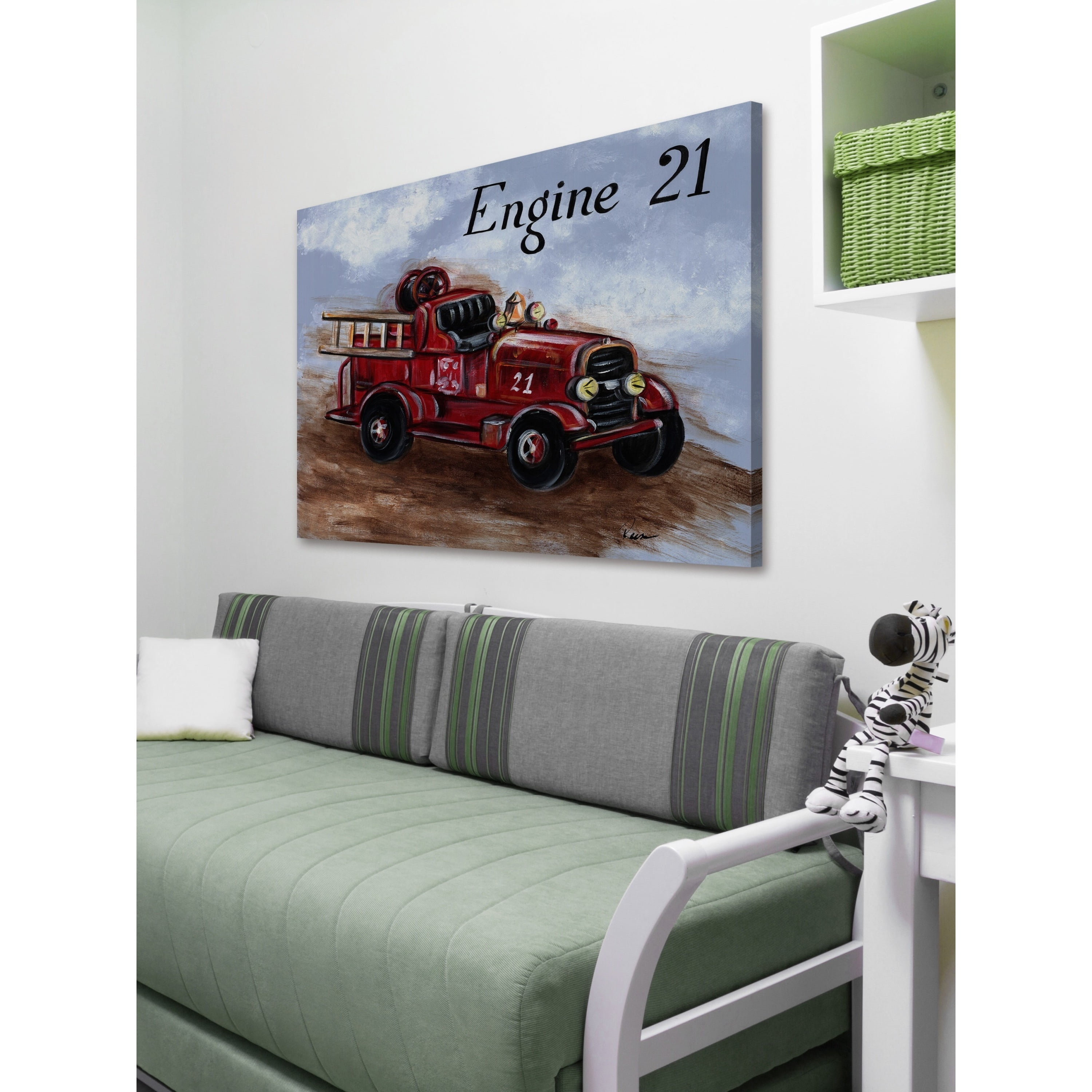 Marmont Hill "Fire Engine" by Reesa Qualia Painting Print on Wrapped Canvas
