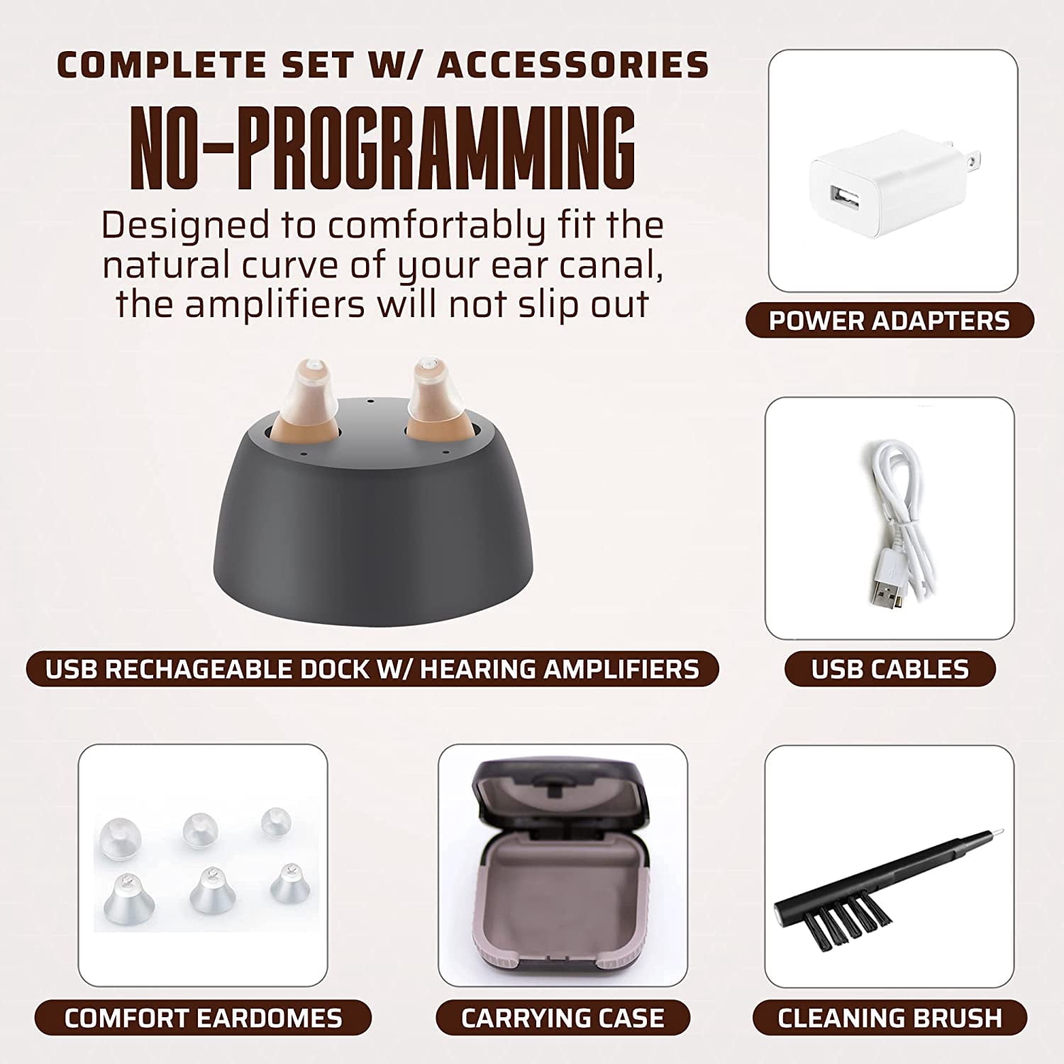 MEDca Rechargeable Hearing Amplifier to Aid, Completely-in-Canal (CIC) - Beige