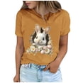 thumbnail image 2 of Tops de Cuello Alto para las Mujeres Amante Impreso Camiseta Cuello Redondo Manga Corta, Poliéster Spandex, 2 of 7
